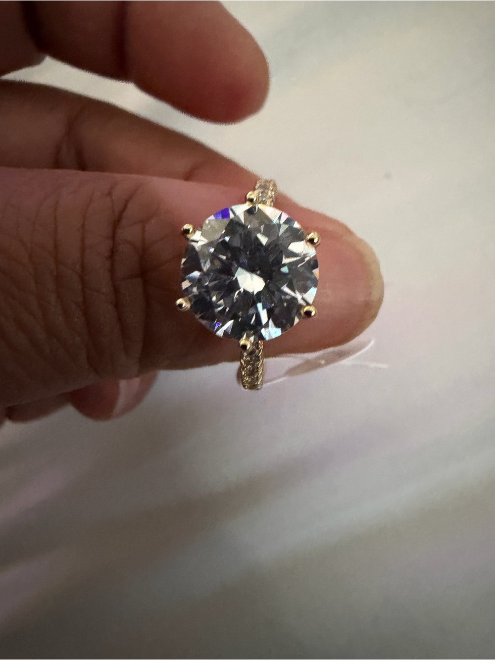 Gold-Plated Solitaire CZ Ring with White Center Stone